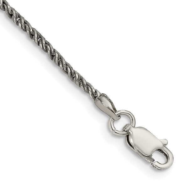 Sterling Silver Ruthenium-plated 1.7mm Twisted Tight Wheat Chain-WBC-QFC200-7