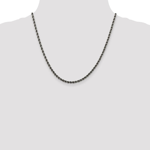 Sterling Silver Ruthenium-plated 3mm Rope Chain-WBC-QFC201-20