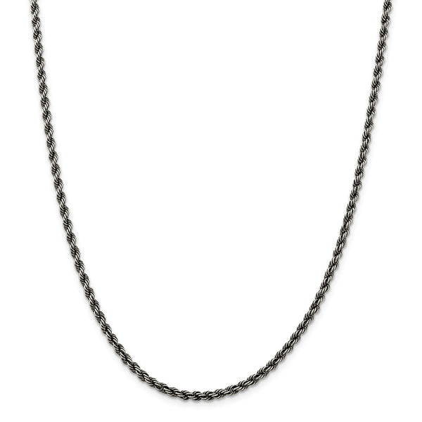 Sterling Silver Ruthenium-plated 3mm Rope Chain-WBC-QFC201-26