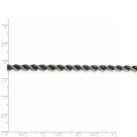 Sterling Silver Ruthenium-plated 4mm Rope Chain-WBC-QFC202-26