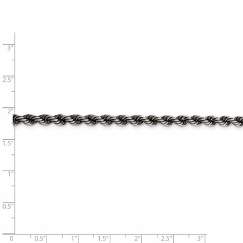 Sterling Silver Ruthenium-plated 4mm Rope Chain-WBC-QFC202-8