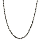 Sterling Silver Ruthenium-plated 4mm Rope Chain-WBC-QFC202-22