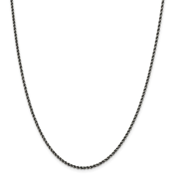 Sterling Silver Ruthenium-plated 2.3mm Rope Chain-WBC-QFC209-24