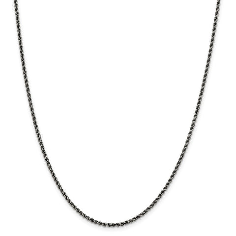 Sterling Silver Ruthenium-plated 2.3mm Rope Chain-WBC-QFC209-30