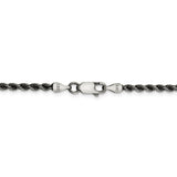 Sterling Silver Ruthenium-plated 2.5mm Rope Chain-WBC-QFC210-22