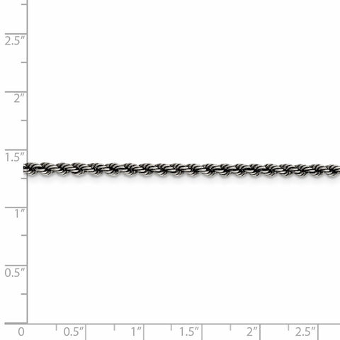 Sterling Silver Ruthenium-plated 2.5mm Rope Chain-WBC-QFC210-26