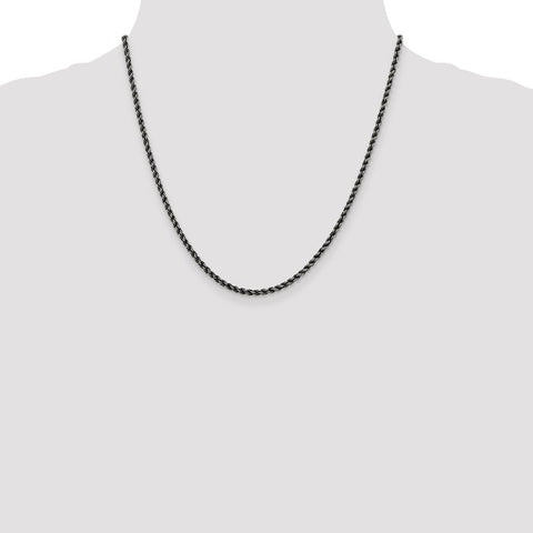 Sterling Silver Ruthenium-plated 2.5mm Rope Chain-WBC-QFC210-20