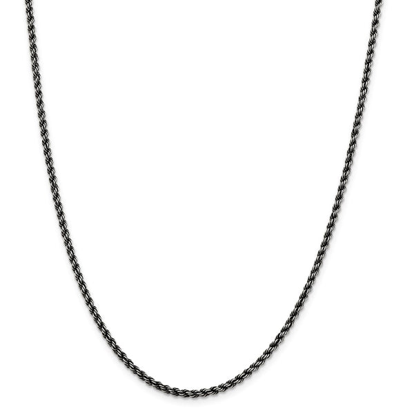 Sterling Silver Ruthenium-plated 2.5mm Rope Chain-WBC-QFC210-20