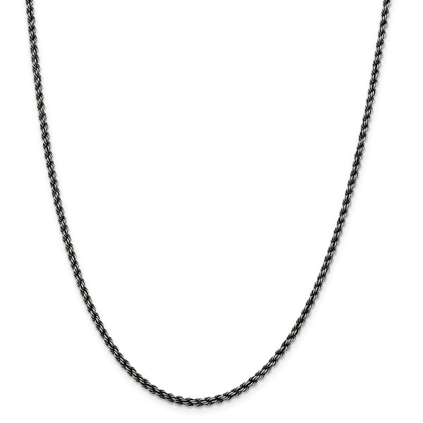 Sterling Silver Ruthenium-plated 2.5mm Rope Chain-WBC-QFC210-16