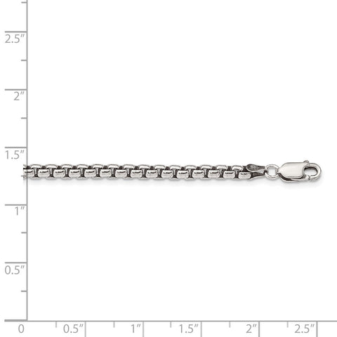 Sterling Silver Antiqued 3.6mm Round Box Chain-WBC-QFC216-16