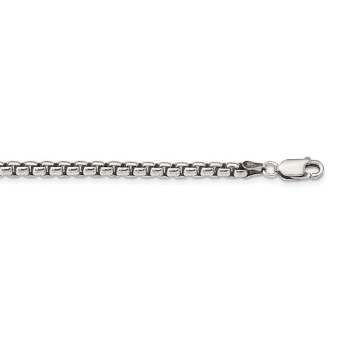 Sterling Silver Antiqued 3.6mm Round Box Chain-WBC-QFC216-18