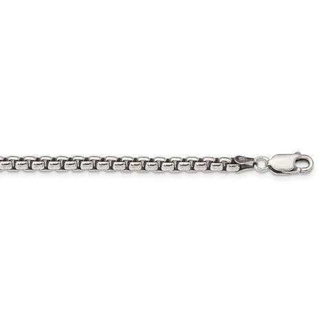 Sterling Silver Antiqued 3.6mm Round Box Chain-WBC-QFC216-16