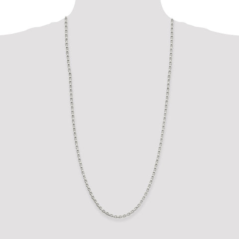 Sterling Silver 3.5mm Diamond-cut Rolo Chain-WBC-QFC51-30