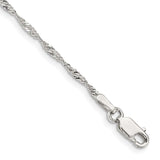 Sterling Silver 1.75mm Singapore Chain Anklet-WBC-QFC98-9