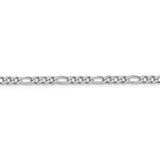 Sterling Silver 4mm PavÇ Flat Figaro Chain-WBC-QFF100-26