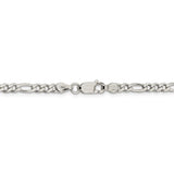 Sterling Silver 4mm Pave Flat Figaro Chain-WBC-QFF100-28