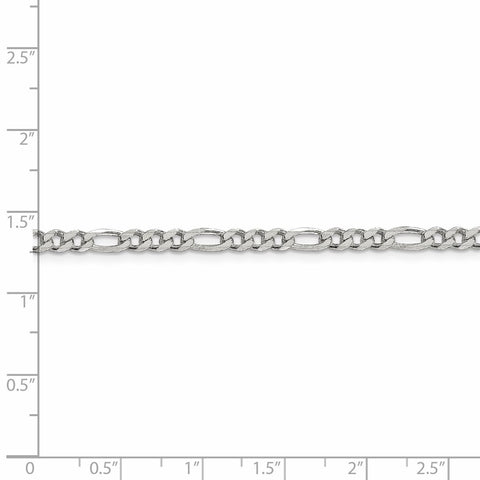 Sterling Silver 4mm Pave Flat Figaro Chain-WBC-QFF100-30