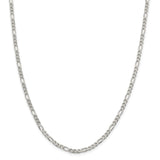 Sterling Silver 4mm Pave Flat Figaro Chain-WBC-QFF100-28