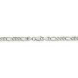 Sterling Silver 4.75mm PavÇ Flat Figaro Chain-WBC-QFF120-20