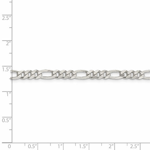 Sterling Silver 4.75mm PavÇ Flat Figaro Chain-WBC-QFF120-26