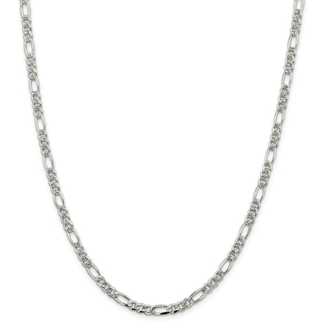 Sterling Silver 4.75mm PavÇ Flat Figaro Chain-WBC-QFF120-24