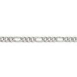 Sterling Silver 5.5mm PavÇ Flat Figaro Chain-WBC-QFF150-30