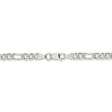 Sterling Silver 5.5mm PavÇ Flat Figaro Chain-WBC-QFF150-24