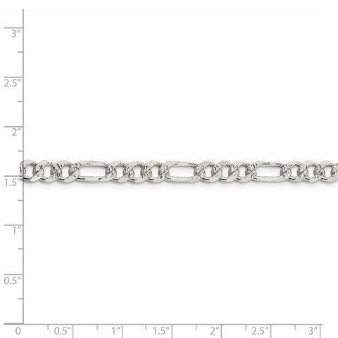 Sterling Silver 5.5mm Pave Flat Figaro Chain-WBC-QFF150-28