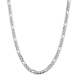 Sterling Silver 5.5mm PavÇ Flat Figaro Chain-WBC-QFF150-22