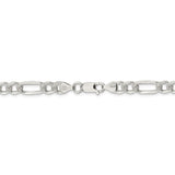 Sterling Silver 7mm Pave Flat Figaro Chain-WBC-QFF180-28