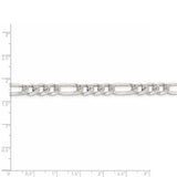 Sterling Silver 7mm PavÇ Flat Figaro Chain-WBC-QFF180-20