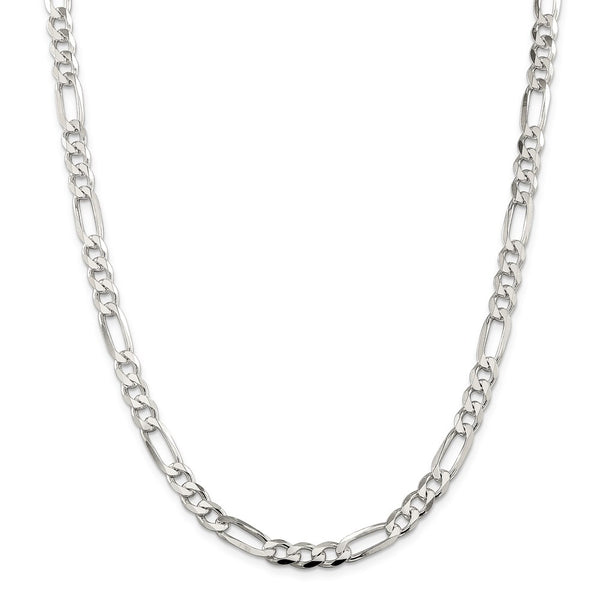 Sterling Silver 7mm PavÇ Flat Figaro Chain-WBC-QFF180-22