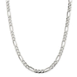 Sterling Silver 7mm Pave Flat Figaro Chain-WBC-QFF180-28