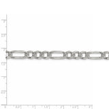 Sterling Silver 7.25mm PavÇ Flat Figaro Chain-WBC-QFF200-22