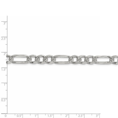 Sterling Silver 7.25mm PavÇ Flat Figaro Chain-WBC-QFF200-22