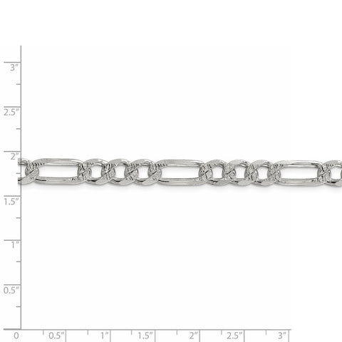 Sterling Silver 7.25mm Pave Flat Figaro Chain-WBC-QFF200-9