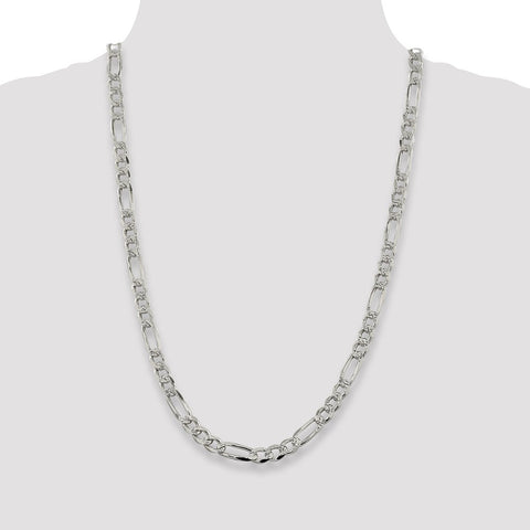 Sterling Silver 7.25mm PavÇ Flat Figaro Chain-WBC-QFF200-26