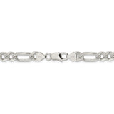 Sterling Silver 8mm PavÇ Flat Figaro Chain-WBC-QFF220-24