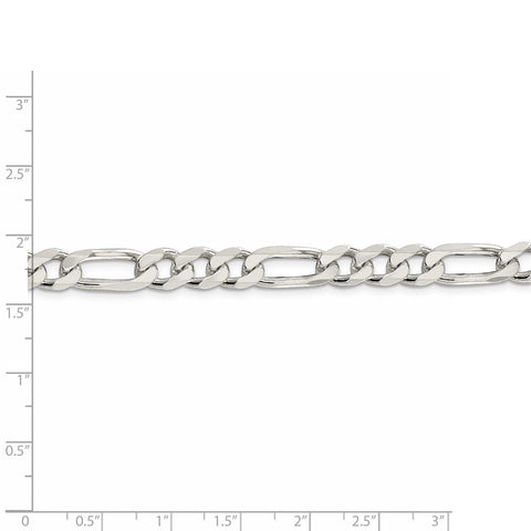 Sterling Silver 8mm PavÇ Flat Figaro Chain-WBC-QFF220-22