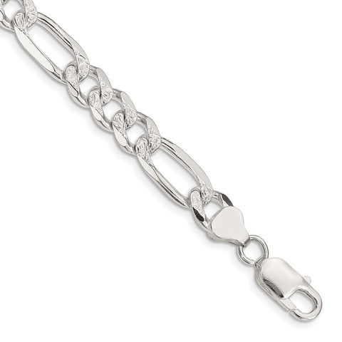 Sterling Silver 8mm Pave Flat Figaro Chain-WBC-QFF220-9