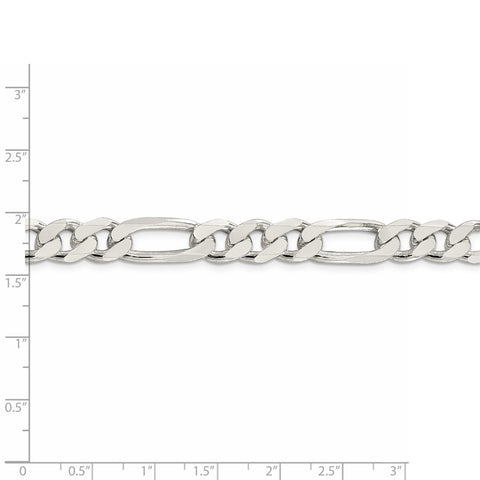 Sterling Silver 9.5mm PavÇ Flat Figaro Chain-WBC-QFF250-22