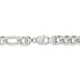 Sterling Silver 10.5mm PavÇ Flat Figaro Chain-WBC-QFF300-22