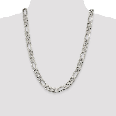 Sterling Silver 10.5mm PavÇ Flat Figaro Chain-WBC-QFF300-24