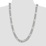 Sterling Silver 10.5mm PavÇ Flat Figaro Chain-WBC-QFF300-26