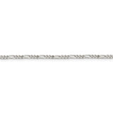 Sterling Silver 2.25mm Figaro Chain Anklet-WBC-QFG060-10