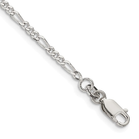 Sterling Silver 2.25mm Figaro Chain Anklet-WBC-QFG060-9