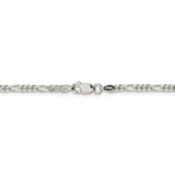 Sterling Silver 2.85mm Figaro Chain Anklet-WBC-QFG080-9