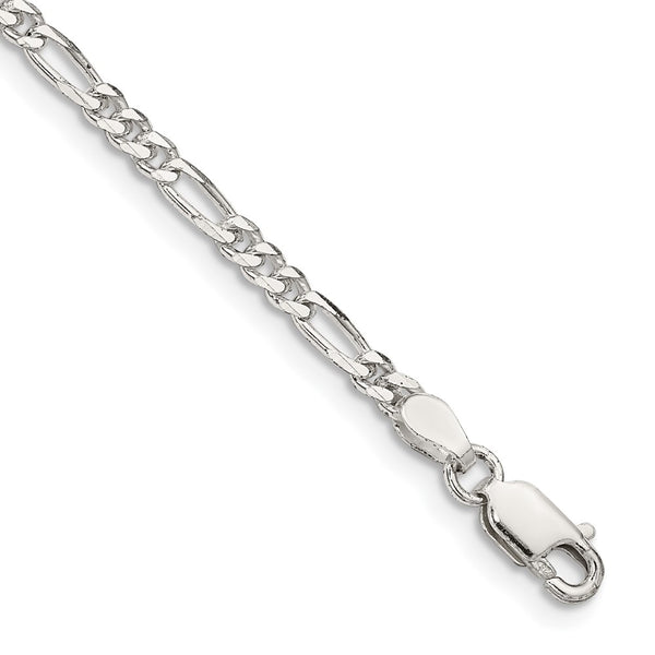 Sterling Silver 2.85mm Figaro Chain Anklet-WBC-QFG080-10