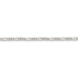 Sterling Silver Rhodium-plated 4mm Figaro Chain-WBC-QFG100R-28