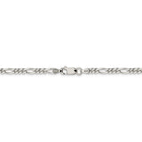 Sterling Silver Rhodium-plated 4mm Figaro Chain-WBC-QFG100R-28